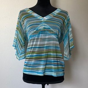 Multicolor Sheer Striped Blouse - New York & Company